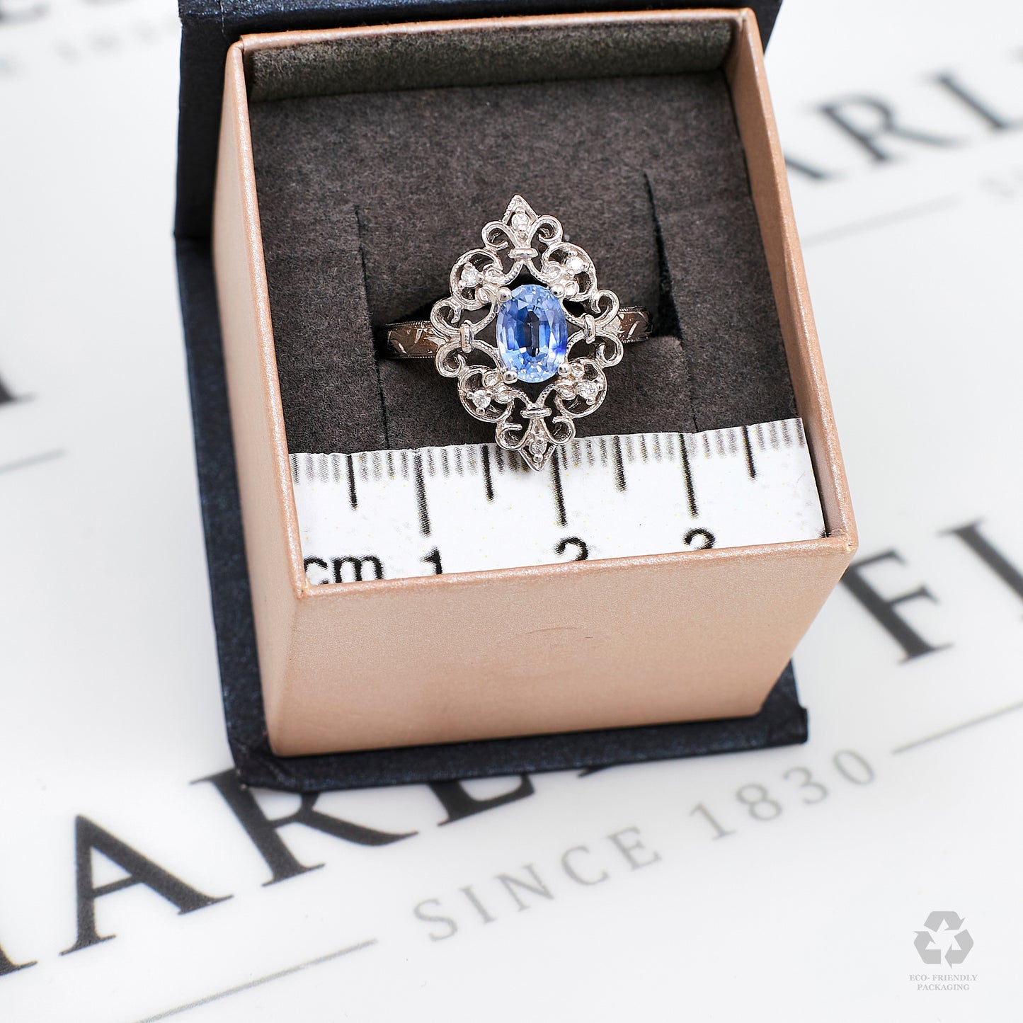 Pre-Owned 9ct White Gold Oval Sapphire & Diamond Ring Size N