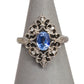 Pre-Owned 9ct White Gold Oval Sapphire & Diamond Ring Size N