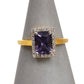 Pre-Owned 9ct Gold Amethyst & Diamond Cluster Ring Size N