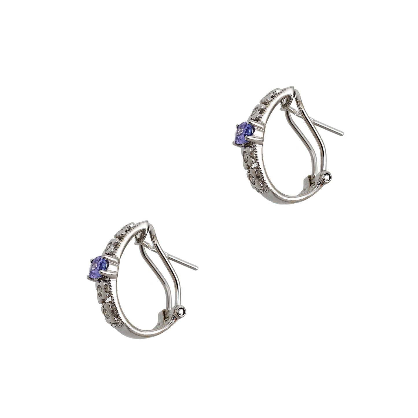 Pre-Owned 14ct White Gold Tanzanite & Diamond Earrings