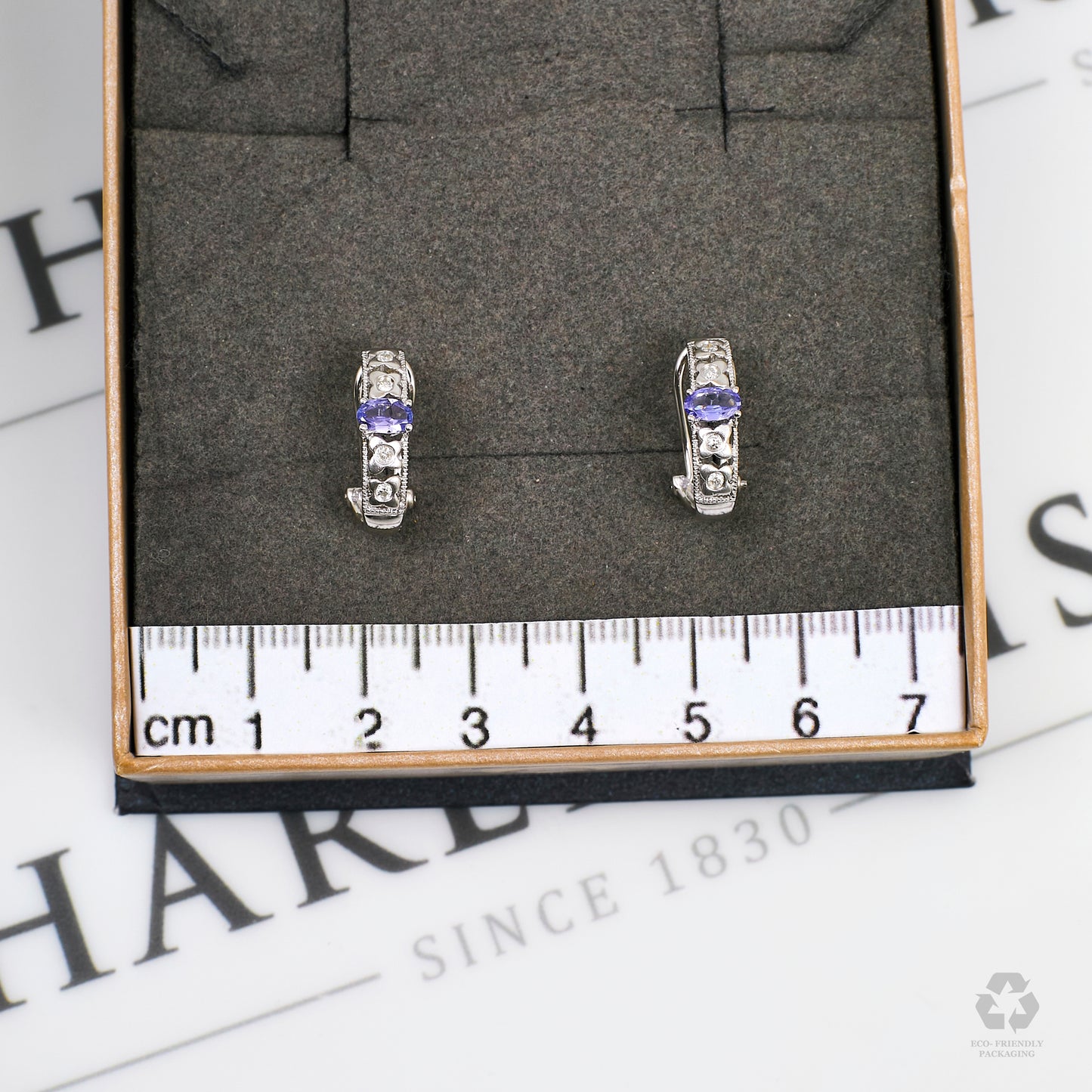 Pre-Owned 14ct White Gold Tanzanite & Diamond Earrings
