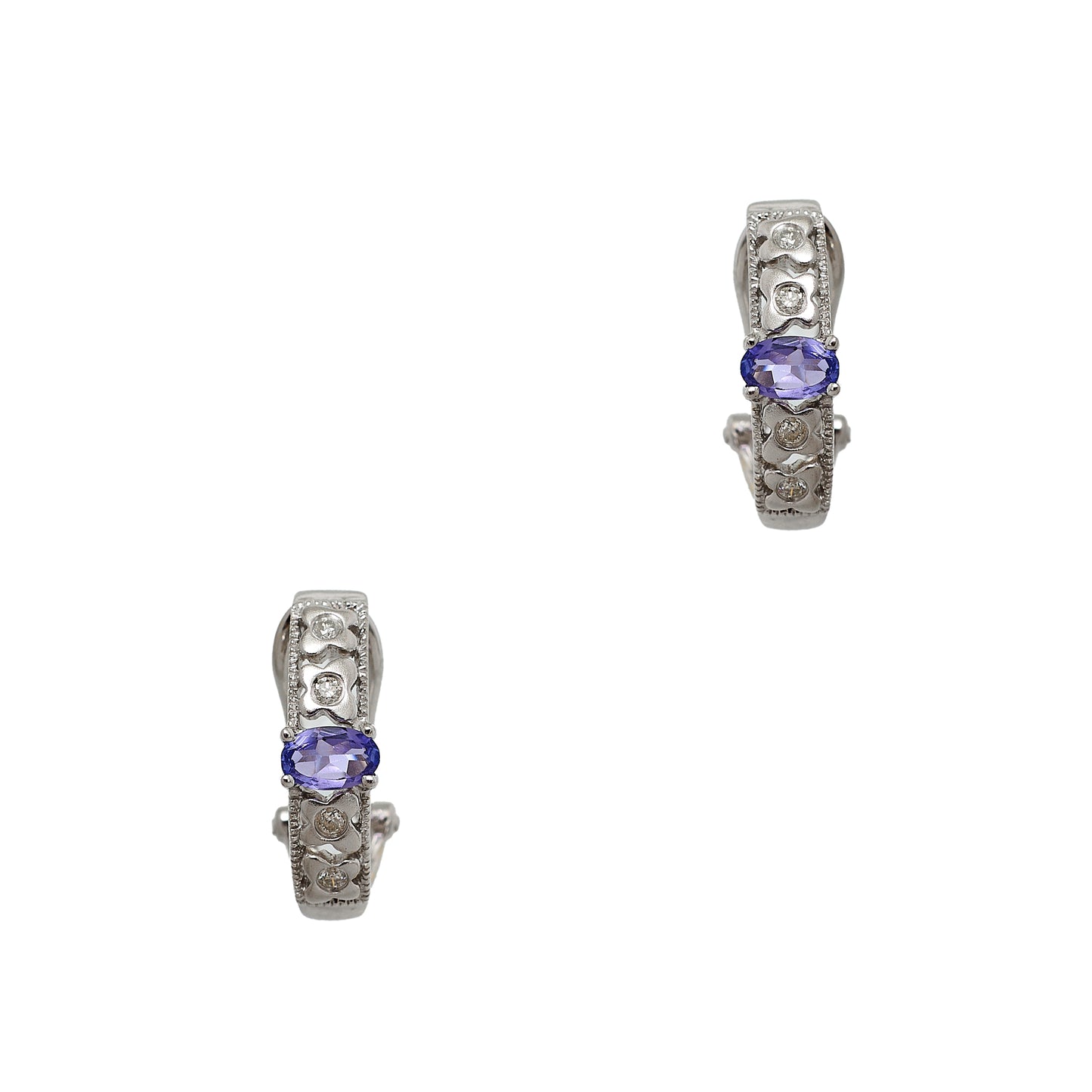 Pre-Owned 14ct White Gold Tanzanite & Diamond Earrings