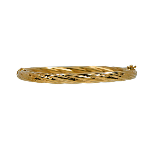 Pre-Owned 9ct Gold Twist Hinged Bangle