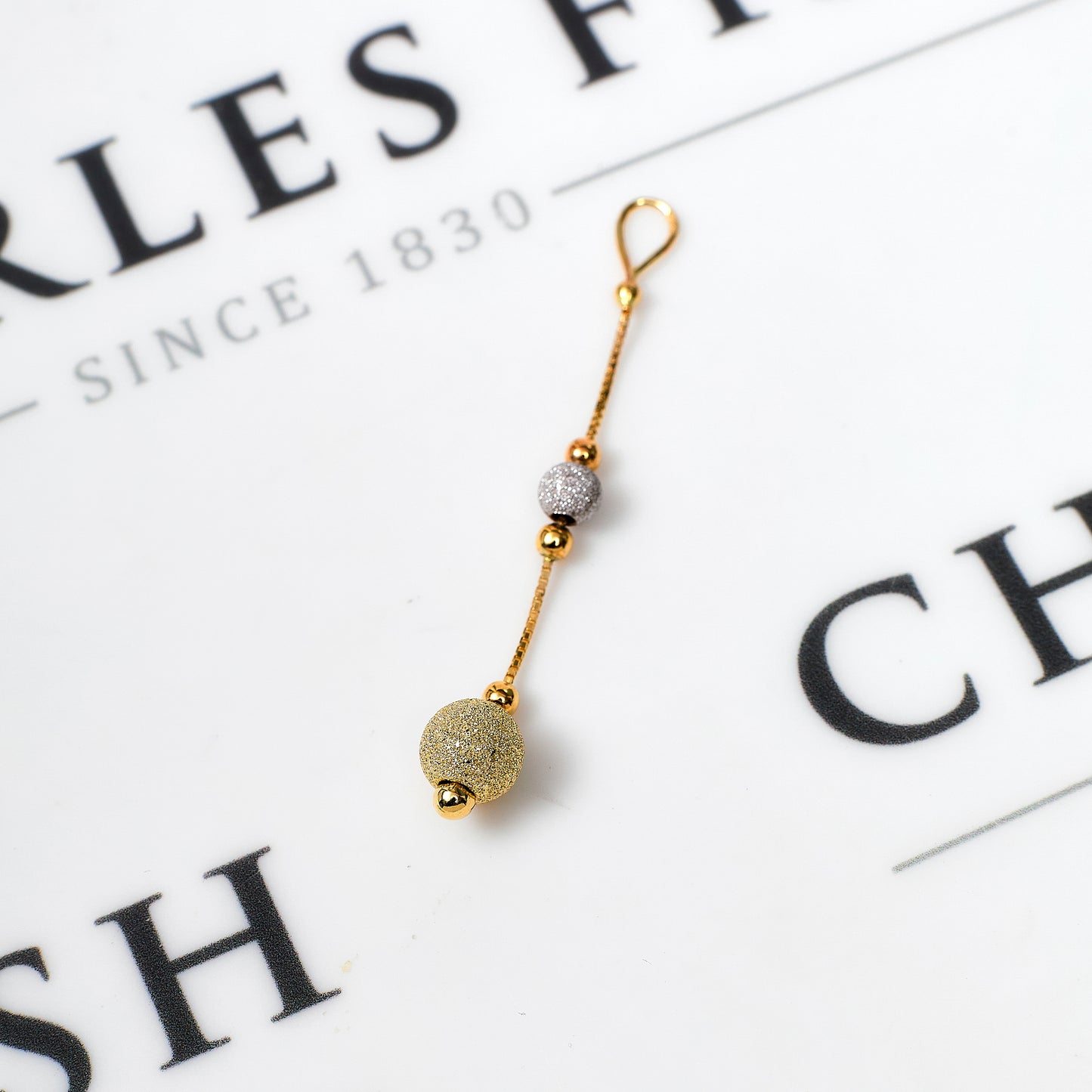 Pre-Owned 9ct Gold Tricolor Sandblasted Ball Drop Pendant