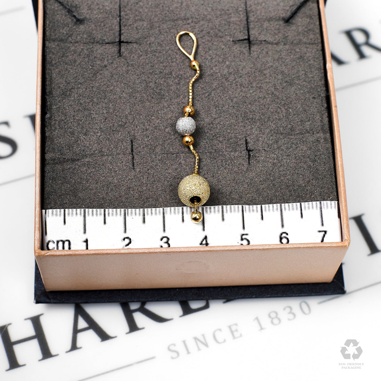Pre-Owned 9ct Gold Tricolor Sandblasted Ball Drop Pendant
