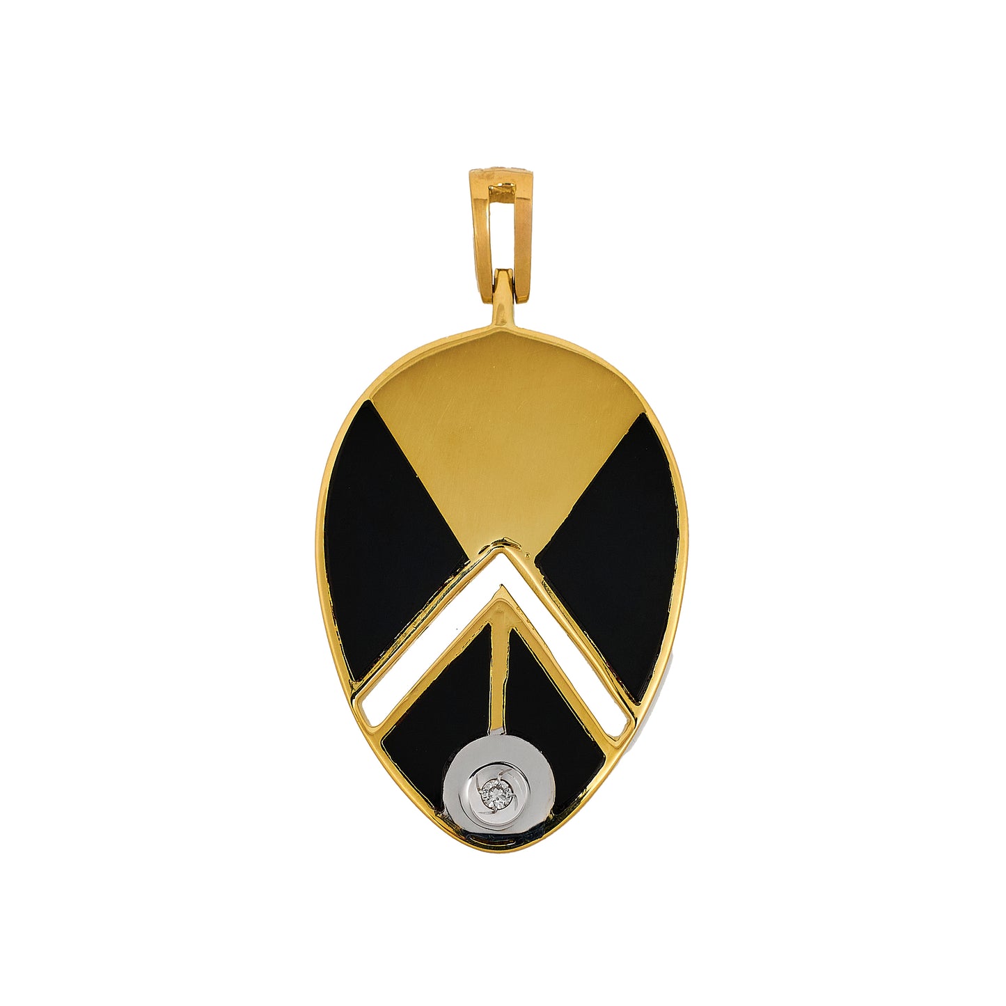 Pre-Owned 18ct Gold Diamond Enamel Oval Pendant