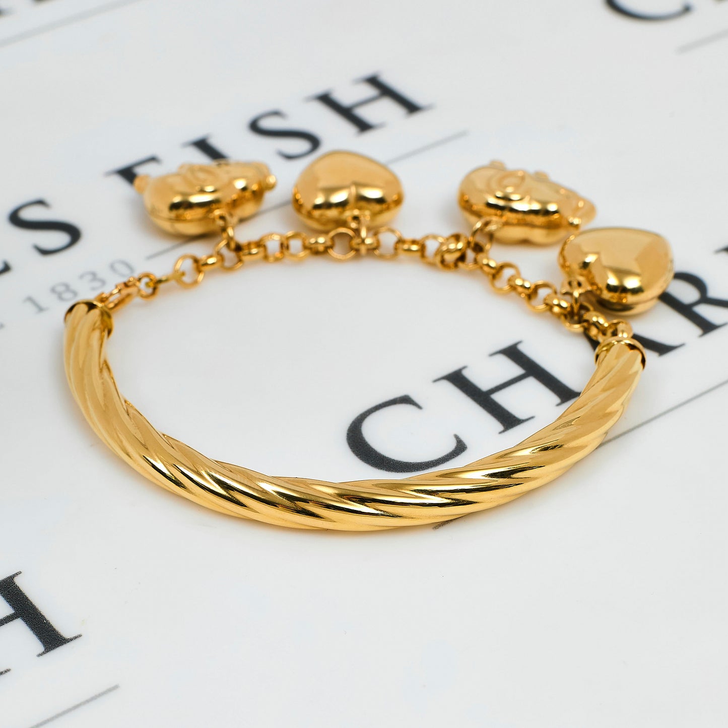 Pre-Owned 18ct Gold Bangle & 4 Charm Bracelet