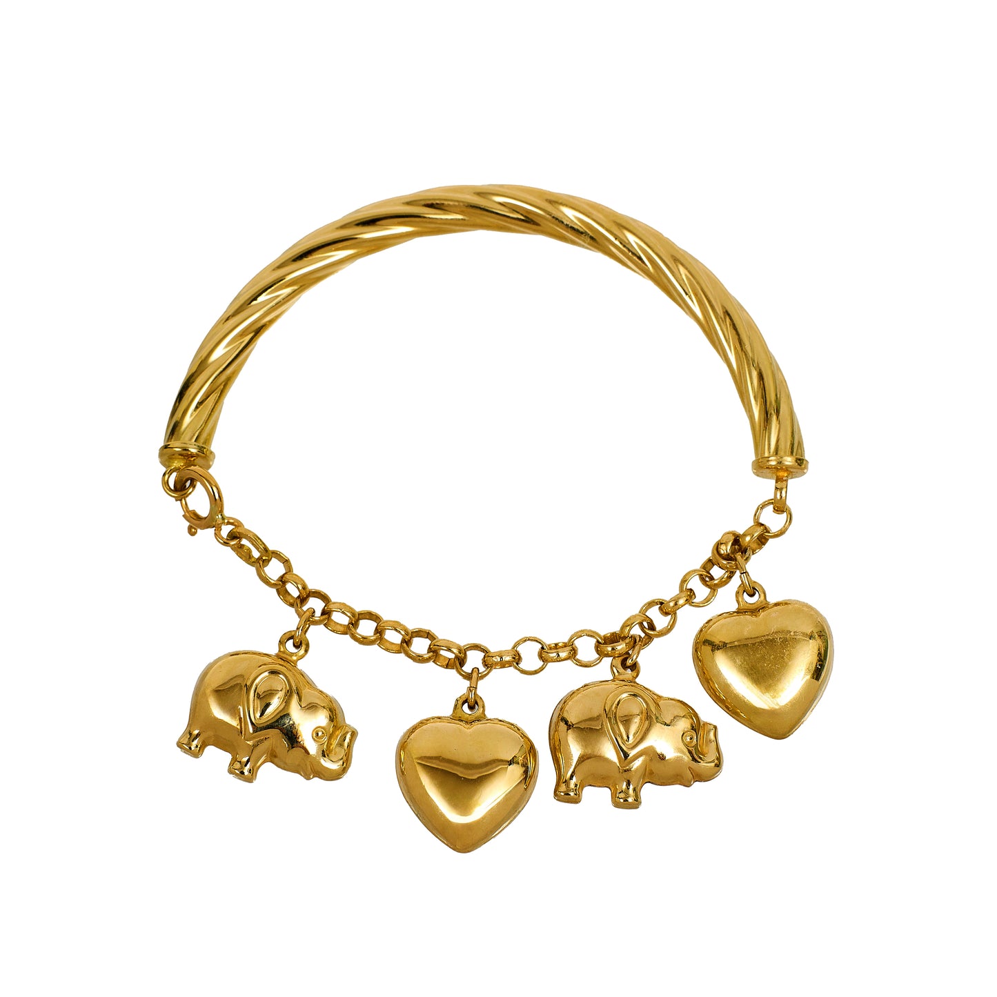 Pre-Owned 18ct Gold Bangle & 4 Charm Bracelet