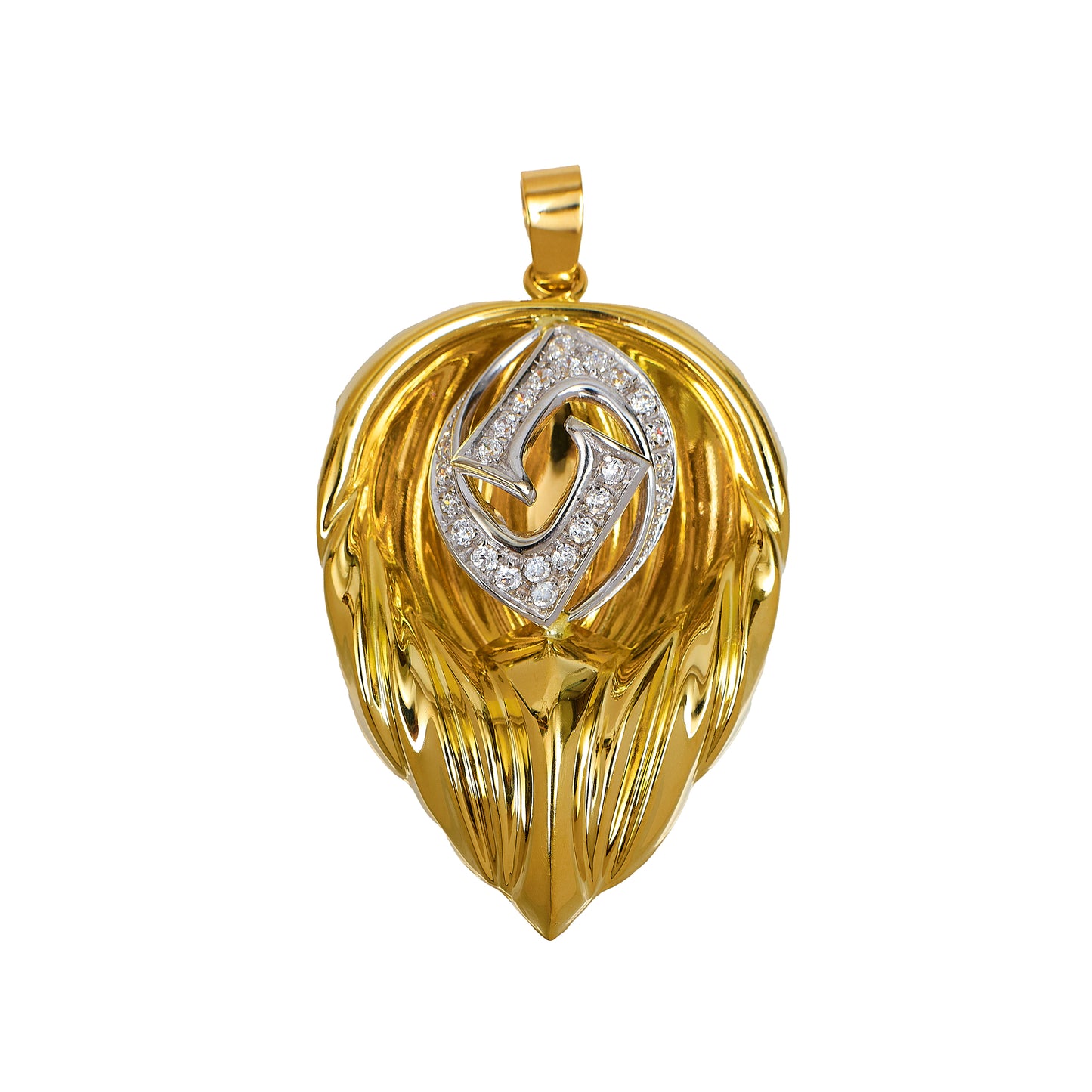 Pre-Owned 18ct Gold CZ Leaf Shape Pendant