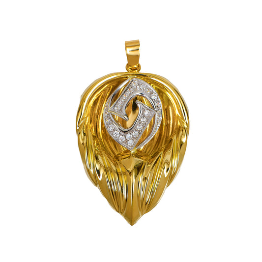 Pre-Owned 18ct Gold CZ Leaf Shape Pendant