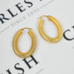 Pre-Owned 18ct Gold Oval Guilloche Creole Hoop Earrings