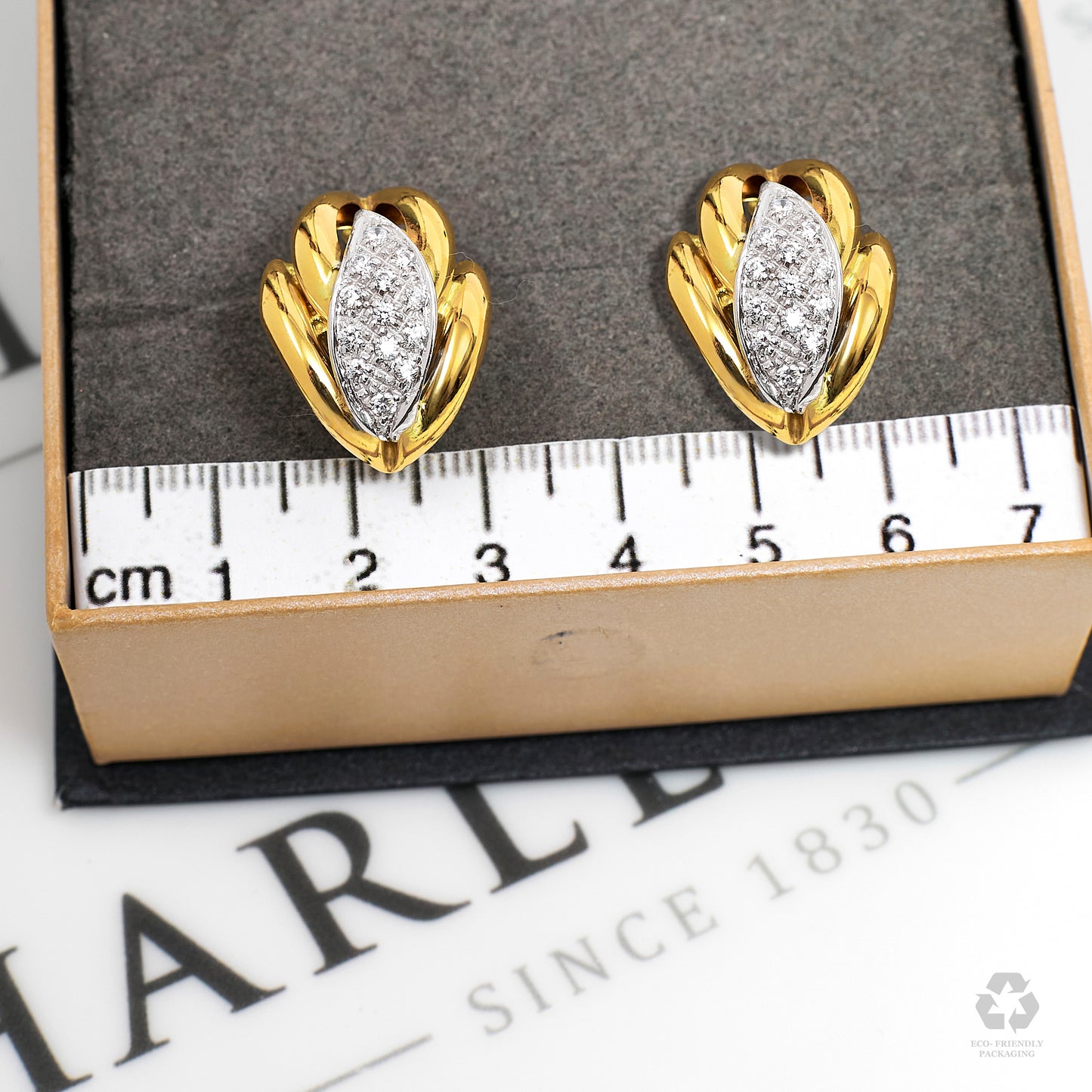 Pre-Owned 18ct Gold CZ Marquise Shape Earrings