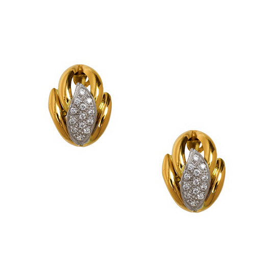 Pre-Owned 18ct Gold CZ Marquise Shape Earrings