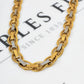 Pre-Owned 18ct Gold 2 Tone Flat Mixed Link Necklace 16 Inch