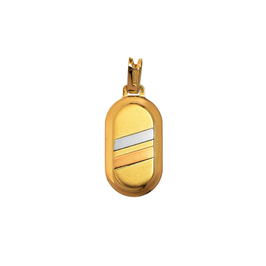 Pre-Owned 18ct Gold Tricolor Stripes Tag Pendant