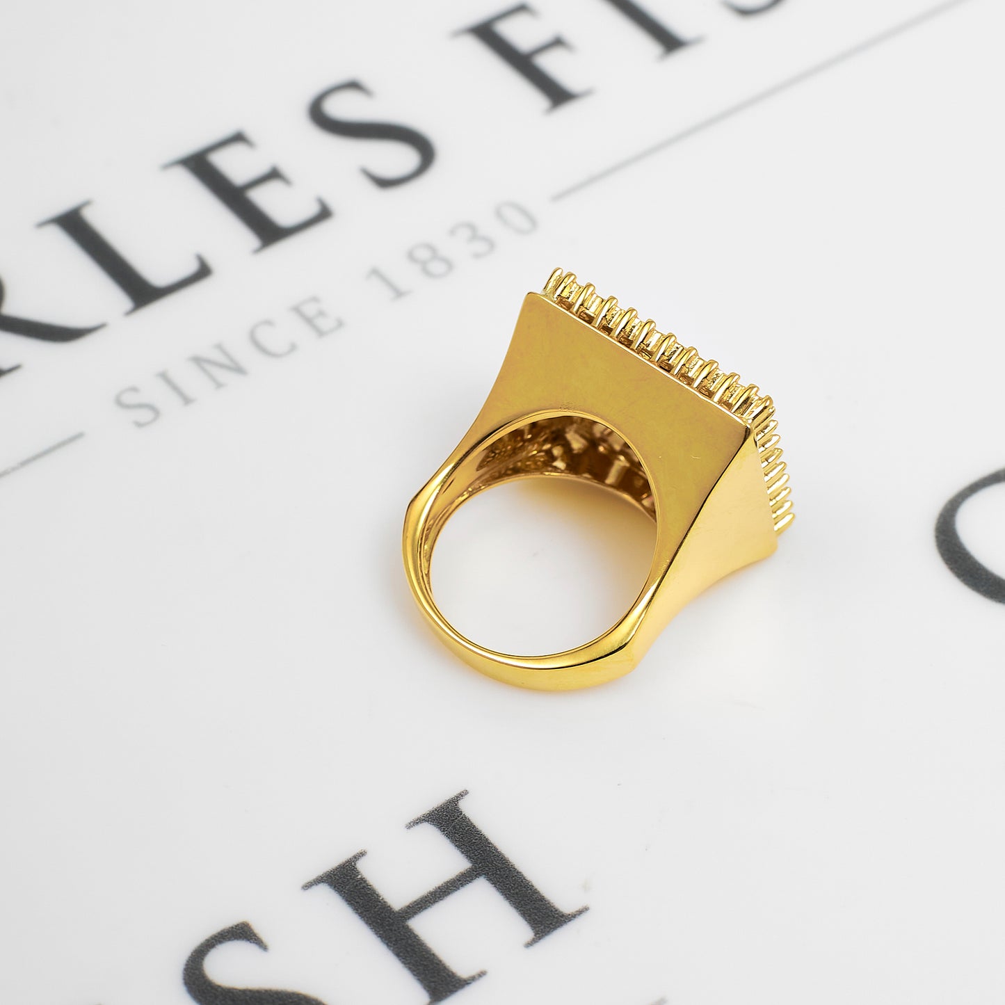 Pre-Owned 18ct Gold Square Multi CZ Ring Size O