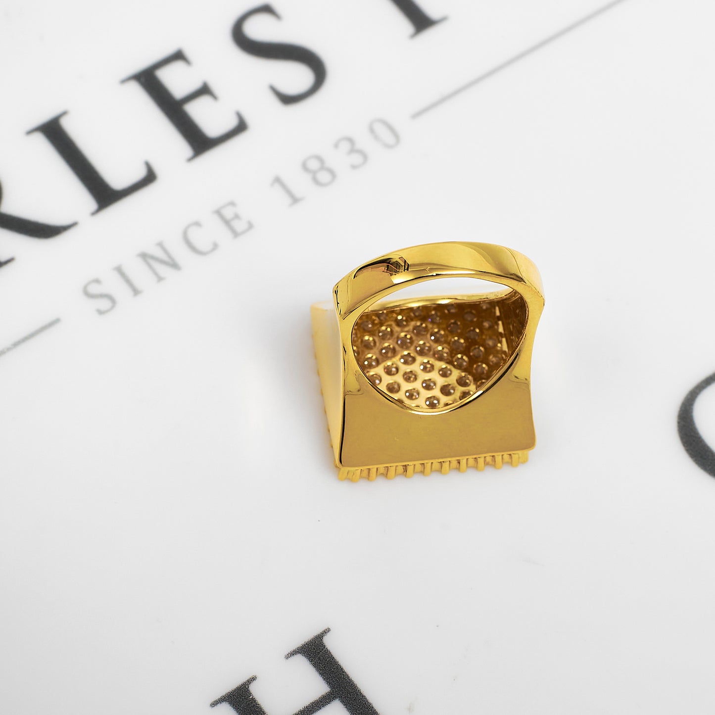 Pre-Owned 18ct Gold Square Multi CZ Ring Size O