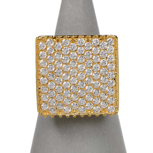 Pre-Owned 18ct Gold Square Multi CZ Ring Size O