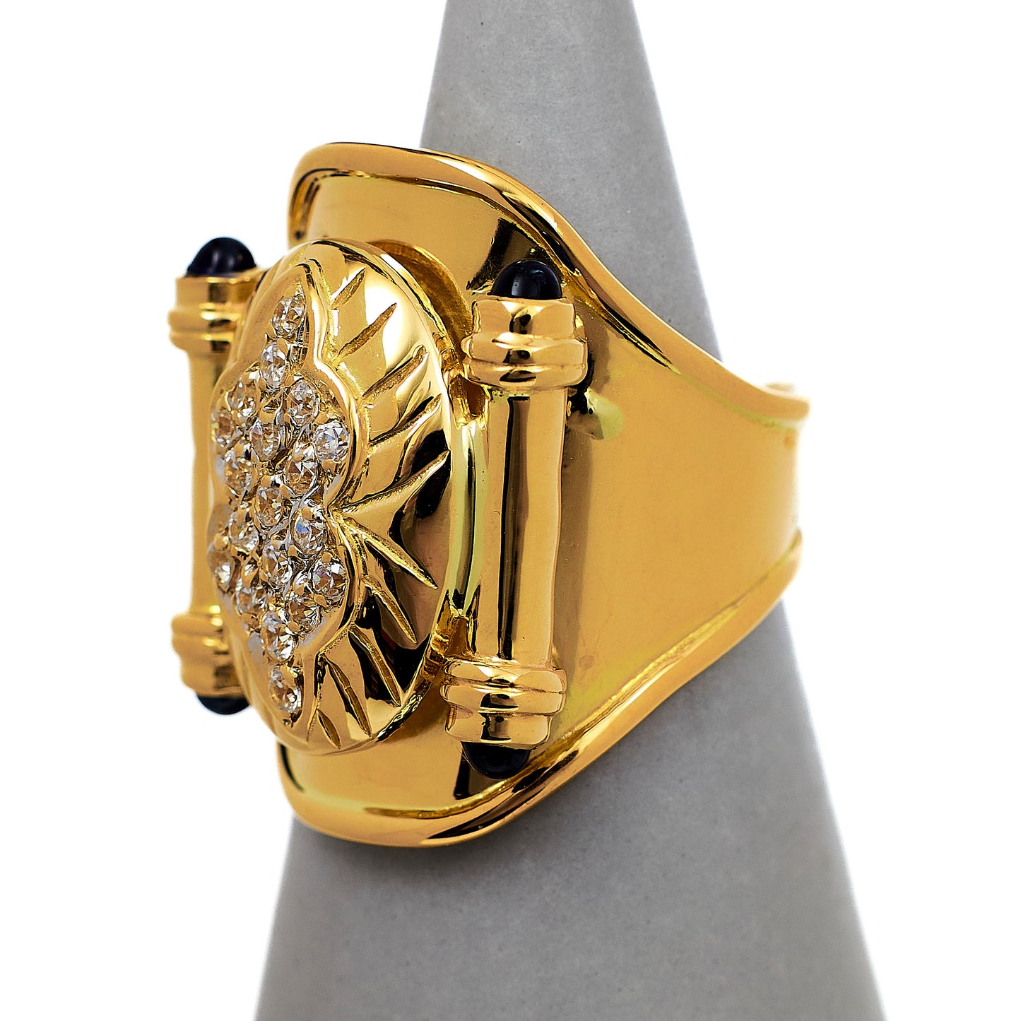 Pre-Owned 18ct Gold CZ Open Back Statement Ring Size R