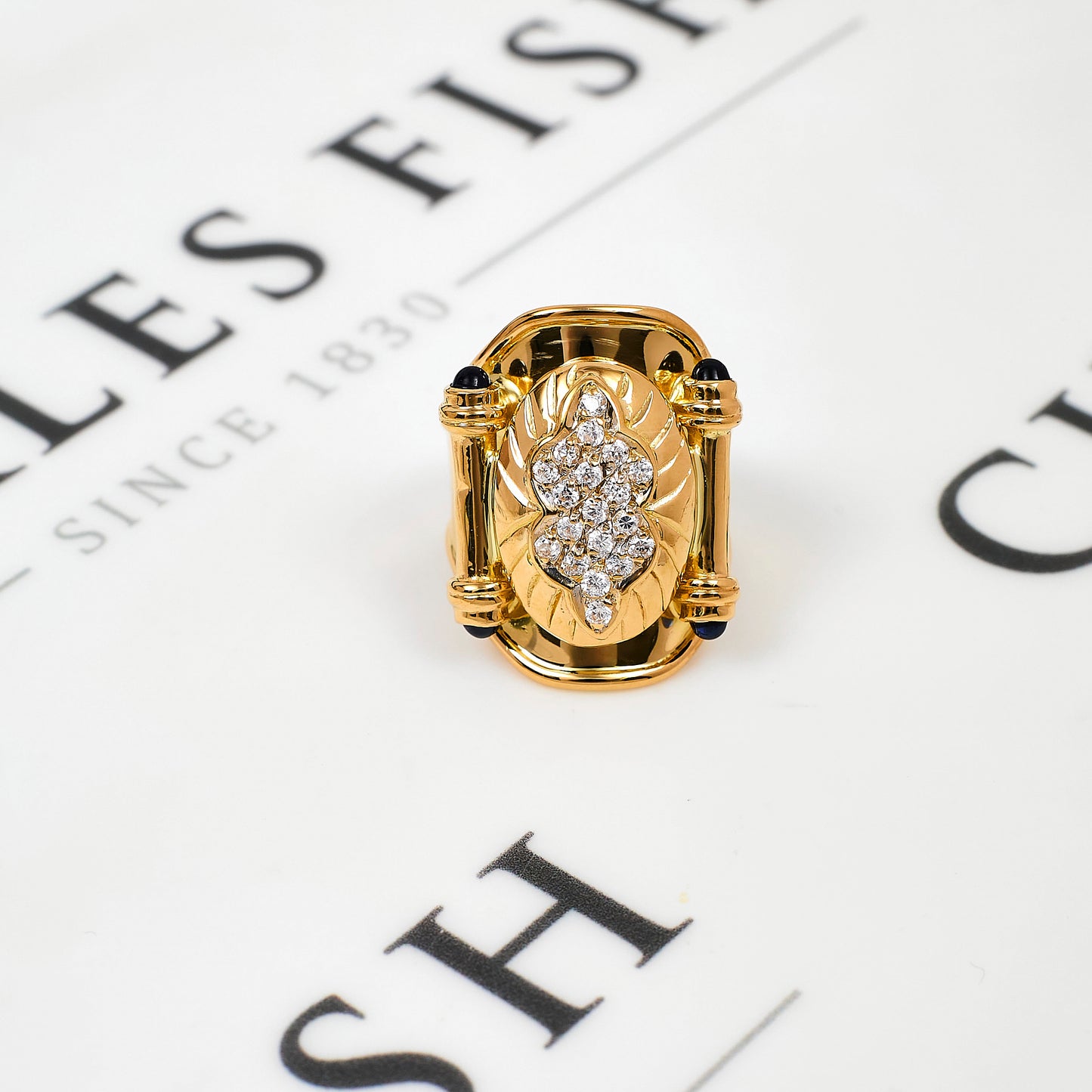 Pre-Owned 18ct Gold CZ Open Back Statement Ring Size R