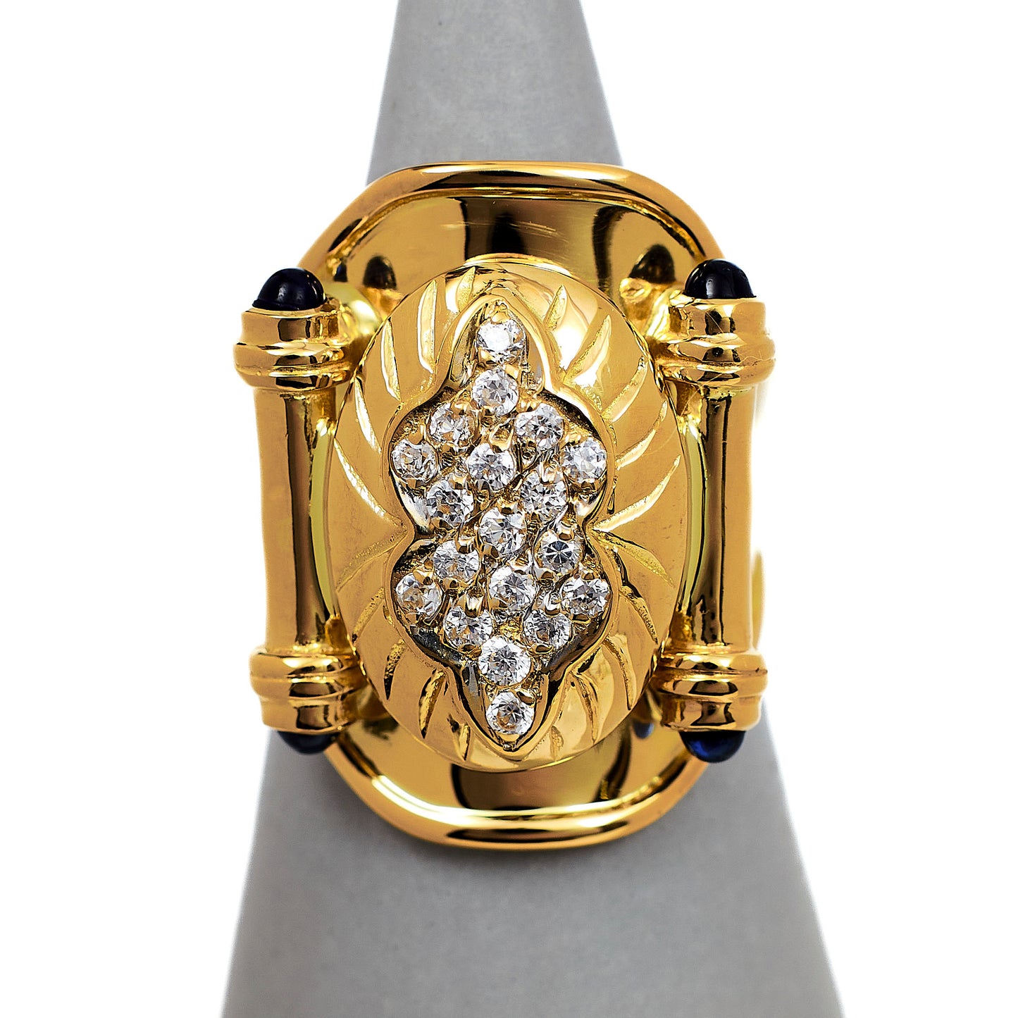 Pre-Owned 18ct Gold CZ Open Back Statement Ring Size R