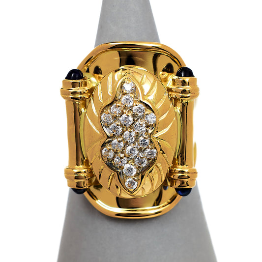 Pre-Owned 18ct Gold CZ Open Back Statement Ring Size R