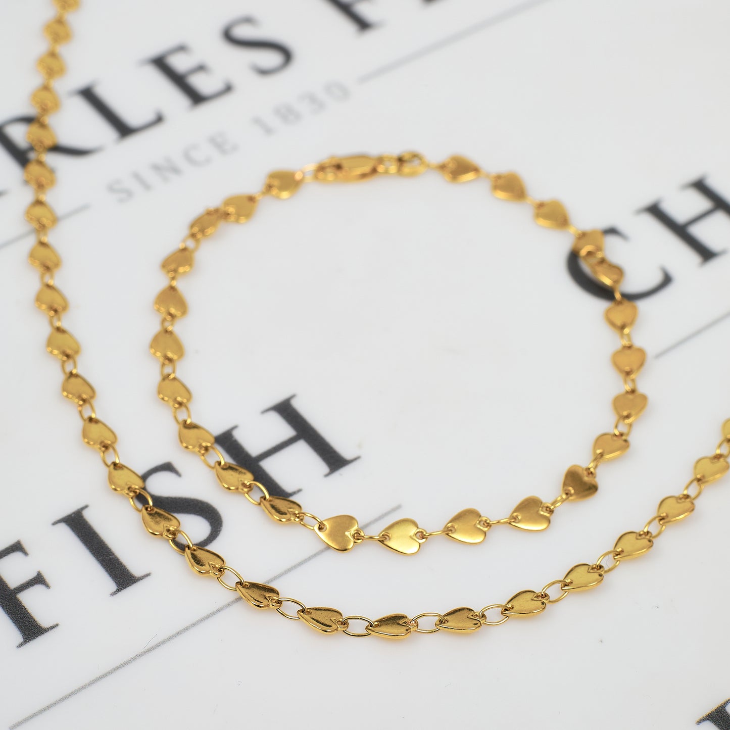 Pre-Owned 18ct Gold Heart Link Jewellery SET