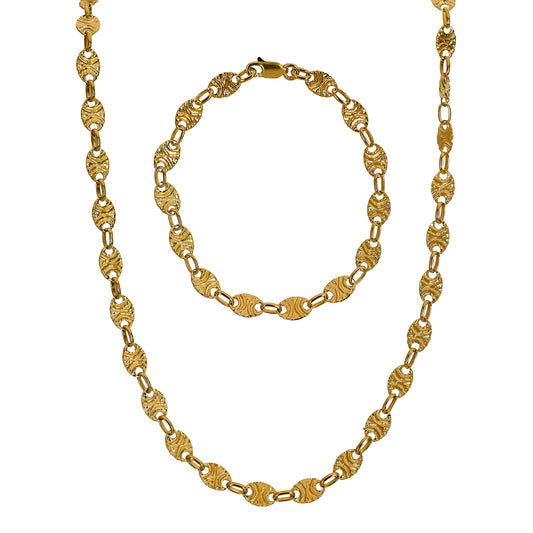 Pre-Owned 18ct Gold Oval Link Bracelet & Necklace SET