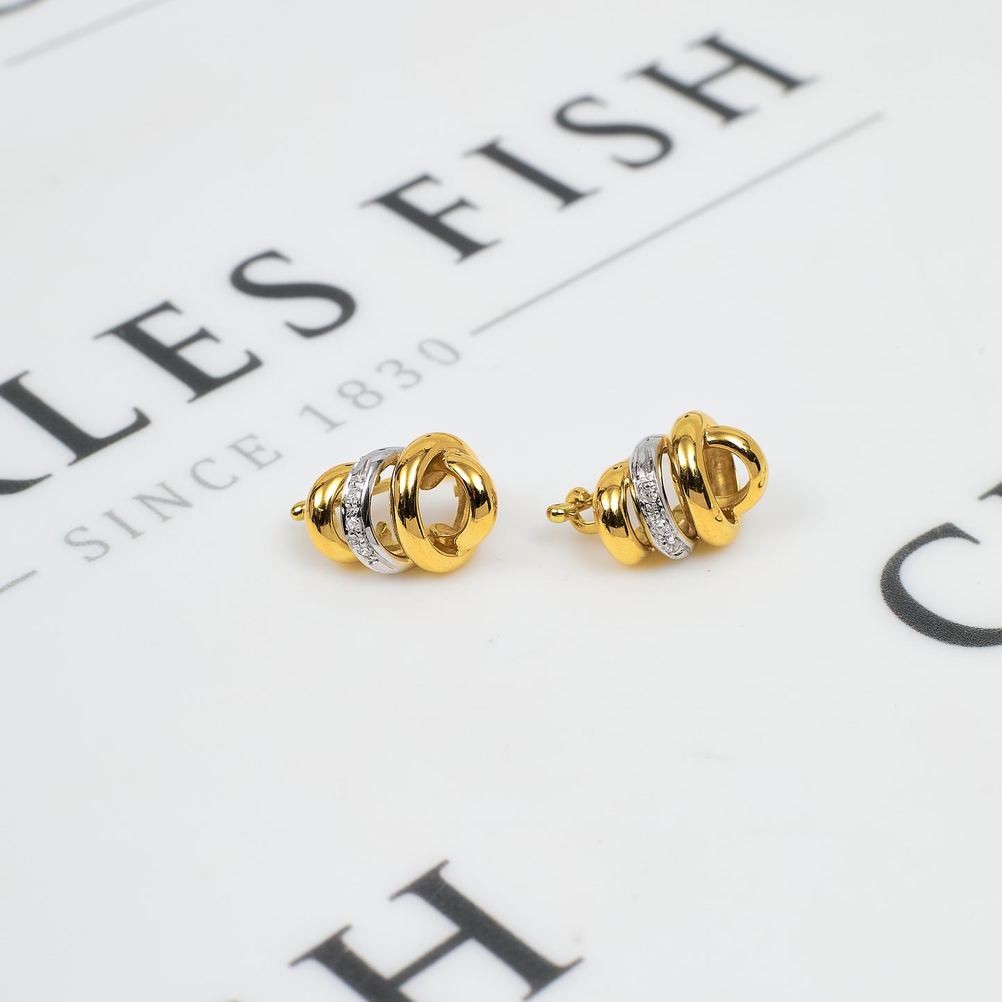 Pre-Owned 18ct Gold 2 Tone CZ Circle Design Jewellery SET