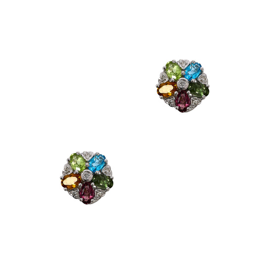 Pre-Owned 14ct White Gold Multi Gemstone Stud Earrings