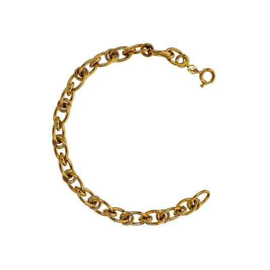 Pre-Owned 18ct Gold Oval & Round Link Bracelet