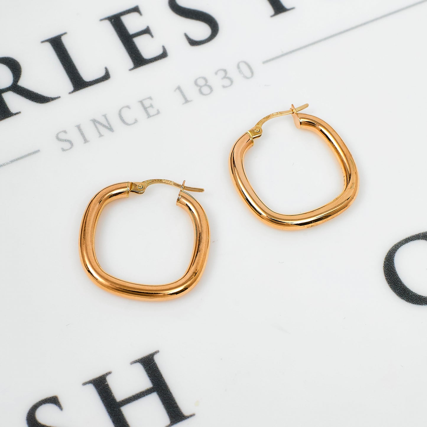 Pre-Owned 9ct Gold Square Creole Hoop Earrings