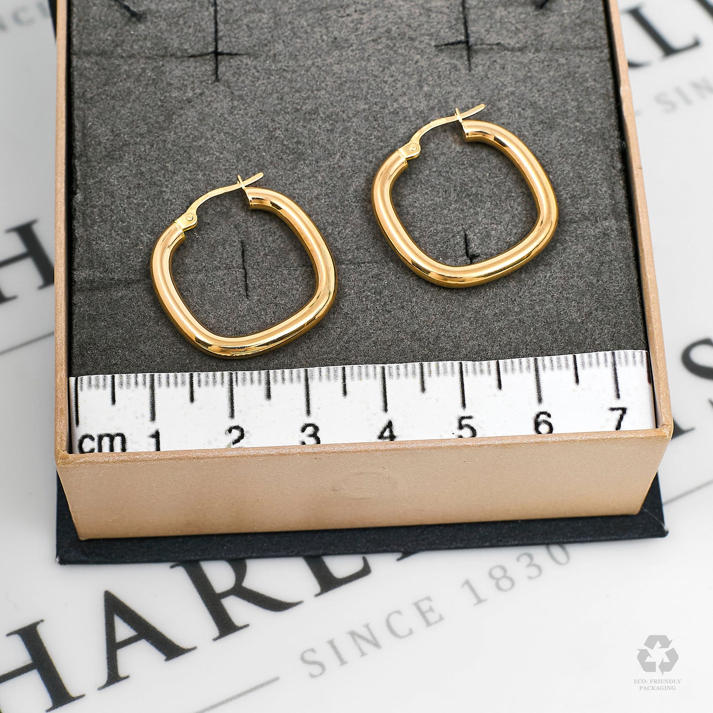 Pre-Owned 9ct Gold Square Creole Hoop Earrings