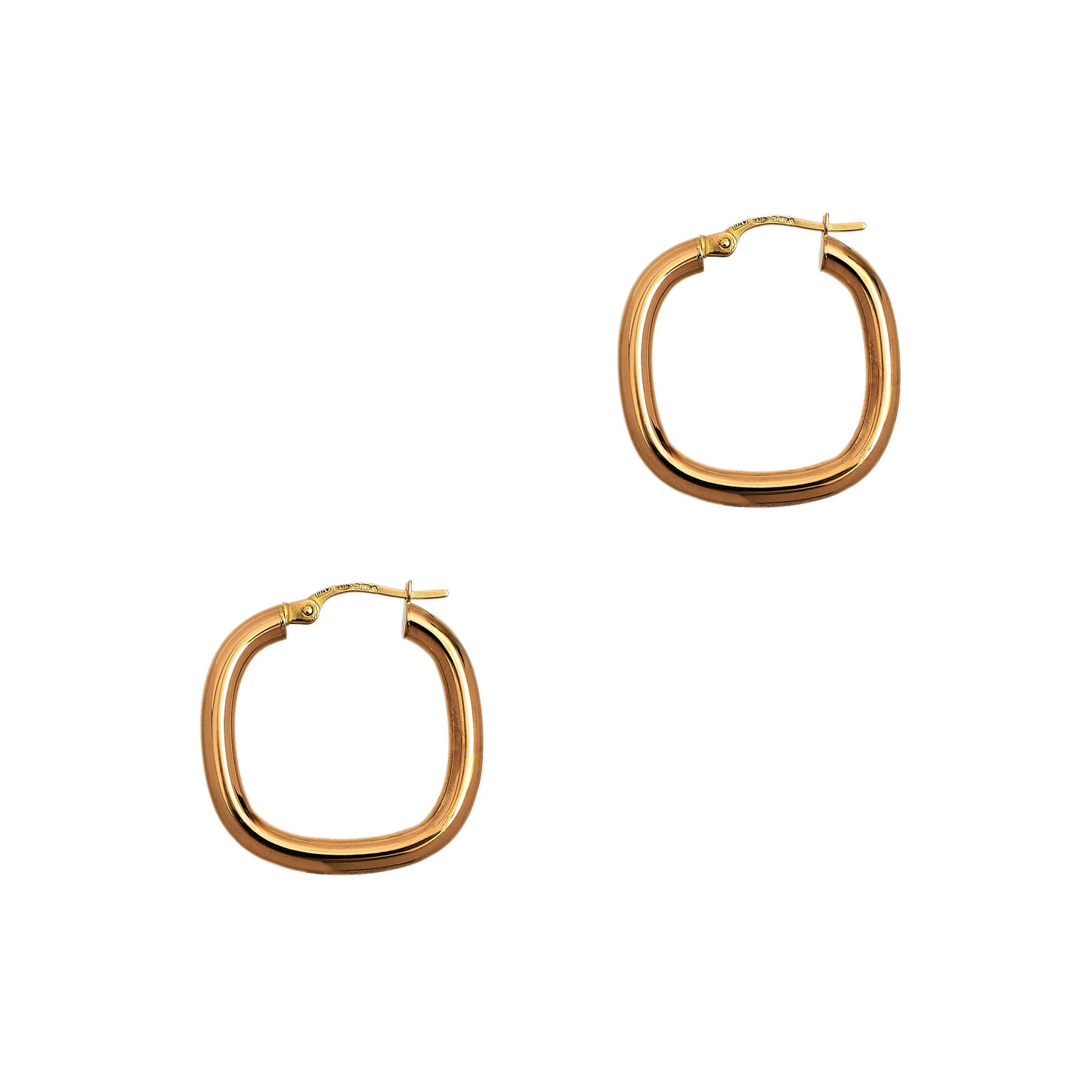 Pre-Owned 9ct Gold Square Creole Hoop Earrings