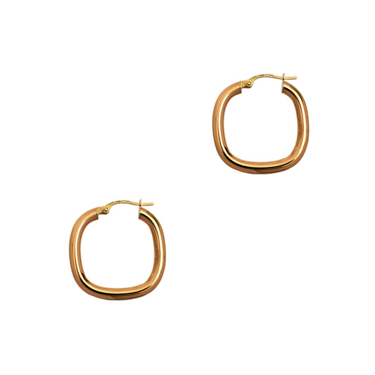 Pre-Owned 9ct Gold Square Creole Hoop Earrings