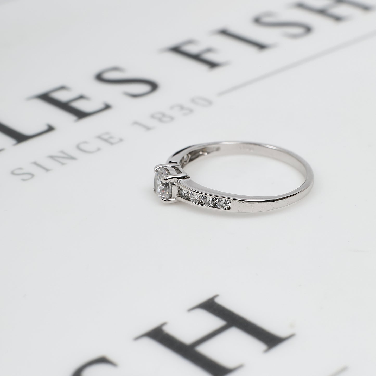 Pre-Owned 9ct White Gold CZ Dress Ring Size S