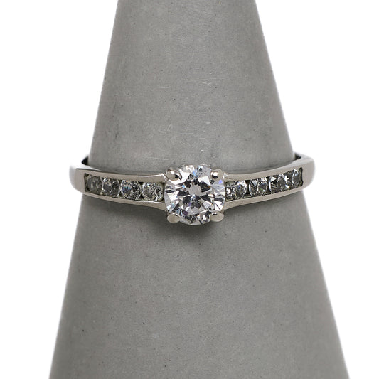 Pre-Owned 9ct White Gold CZ Dress Ring Size S