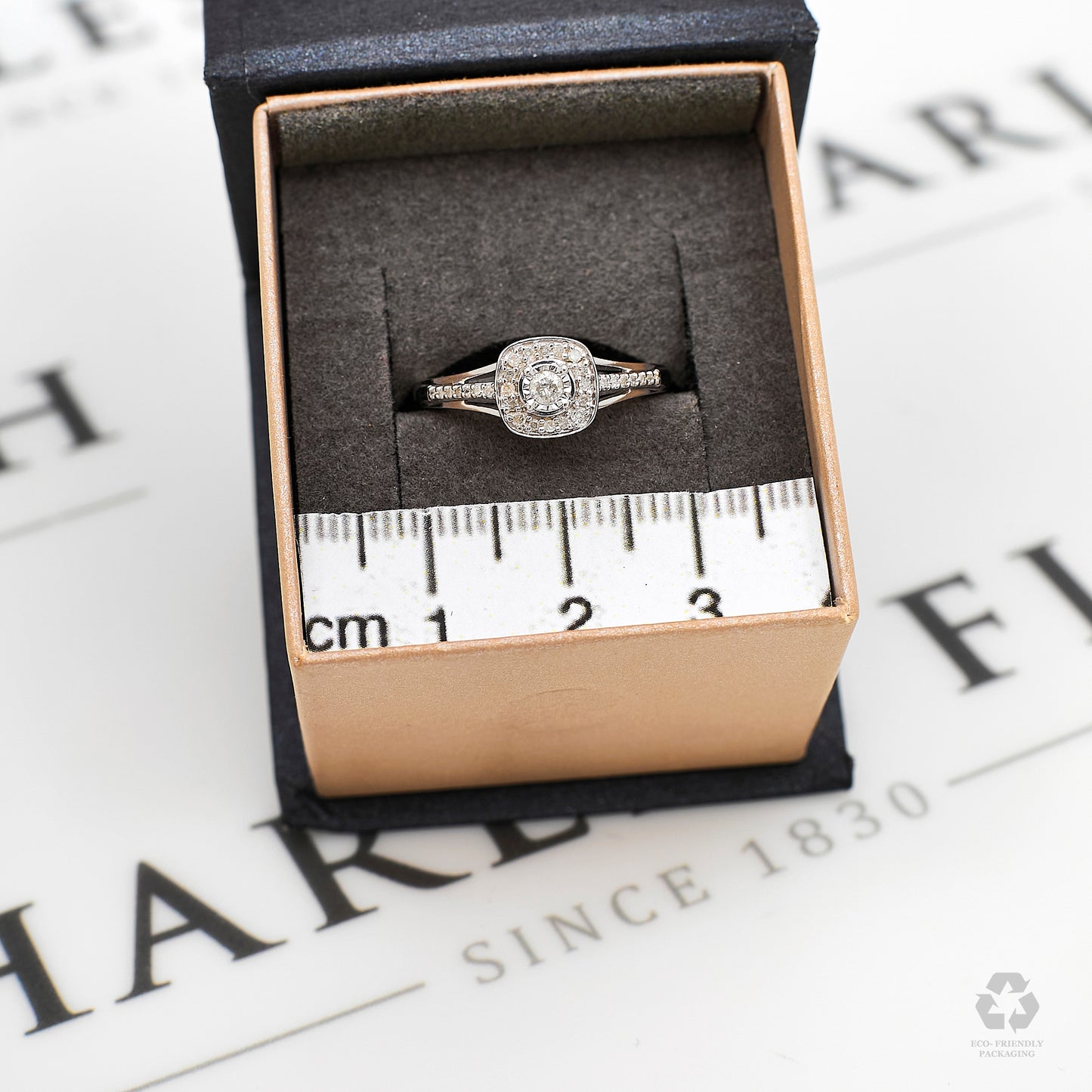Pre-Owned 9ct White Gold Square Diamond Cluster Ring Size L