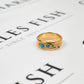 Pre-Owned 9ct Gold 4 Turquoise Band Ring Size Q