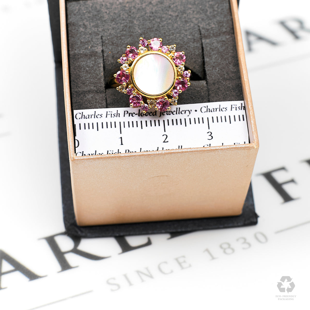 Pre-Owned 9ct Gold Mother Of Pearl & Multi Gemstone Ring