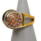 Pre-Owned 14ct Gold White & Orange CZ Circle Design Ring