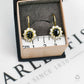 Pre-Owned 14ct Gold Sapphire CZ Cluster Drop Earrings
