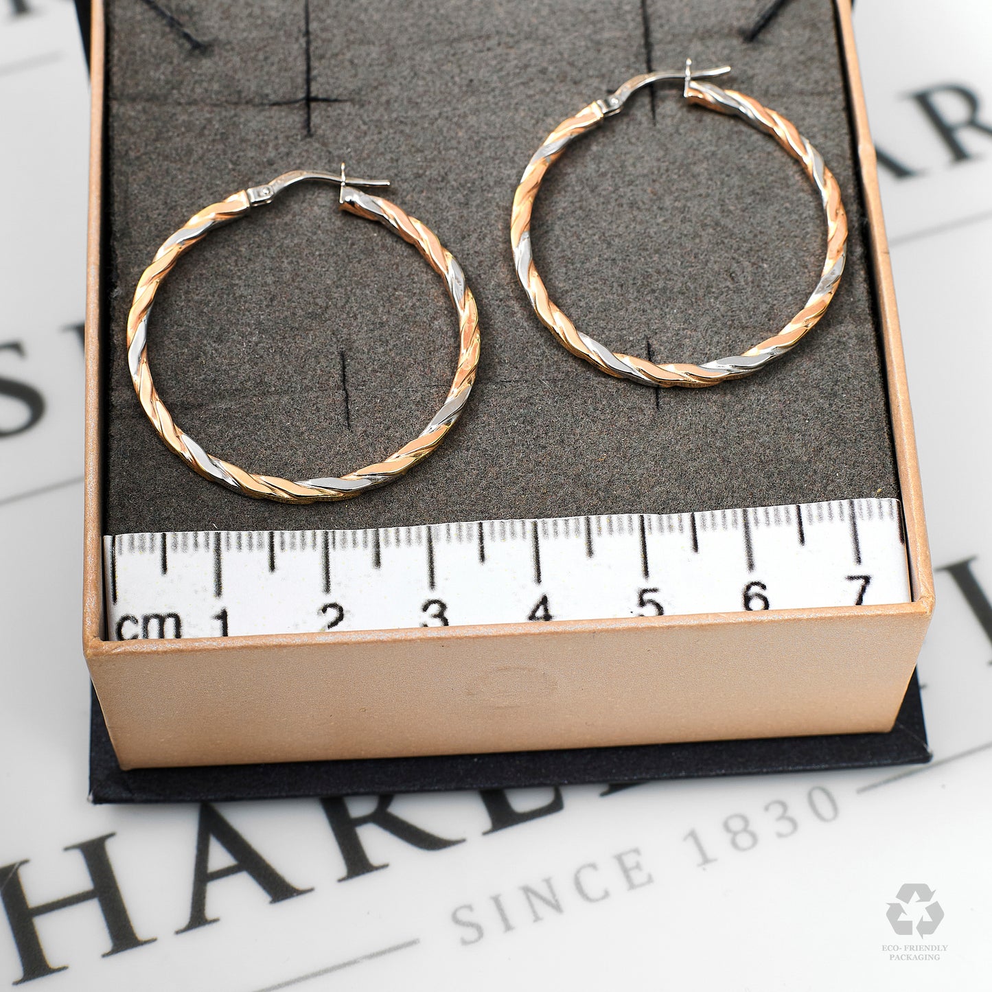 Pre-Owned 9ct Gold 2 Tone Twist Creole Hoop Earrings