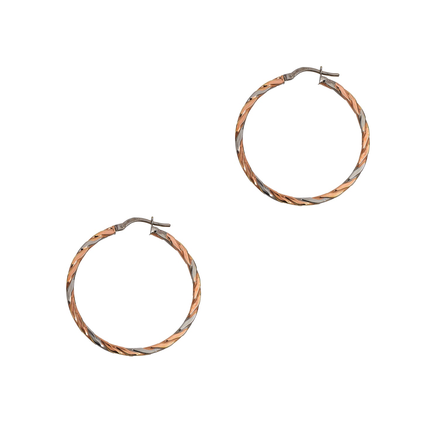 Pre-Owned 9ct Gold 2 Tone Twist Creole Hoop Earrings