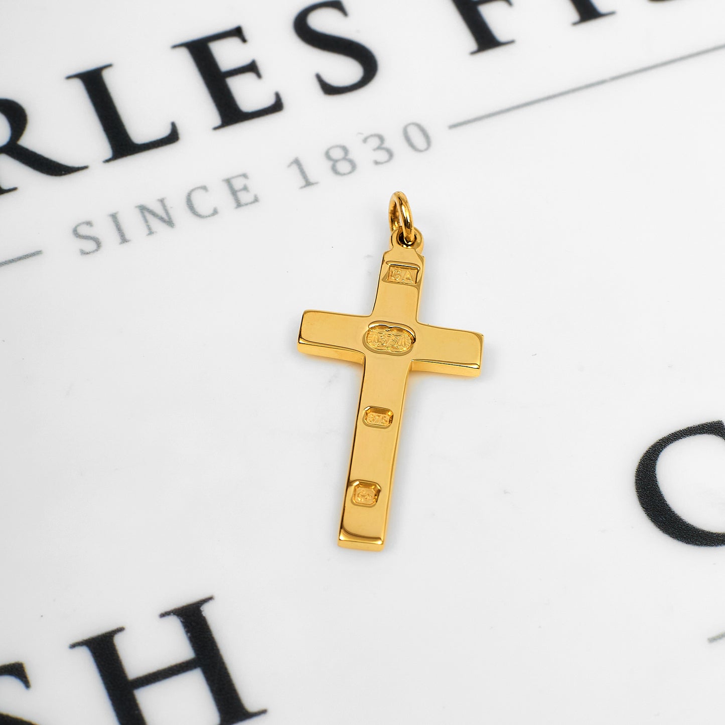 Pre-Owned 9ct Gold Ingot Design Cross Pendant