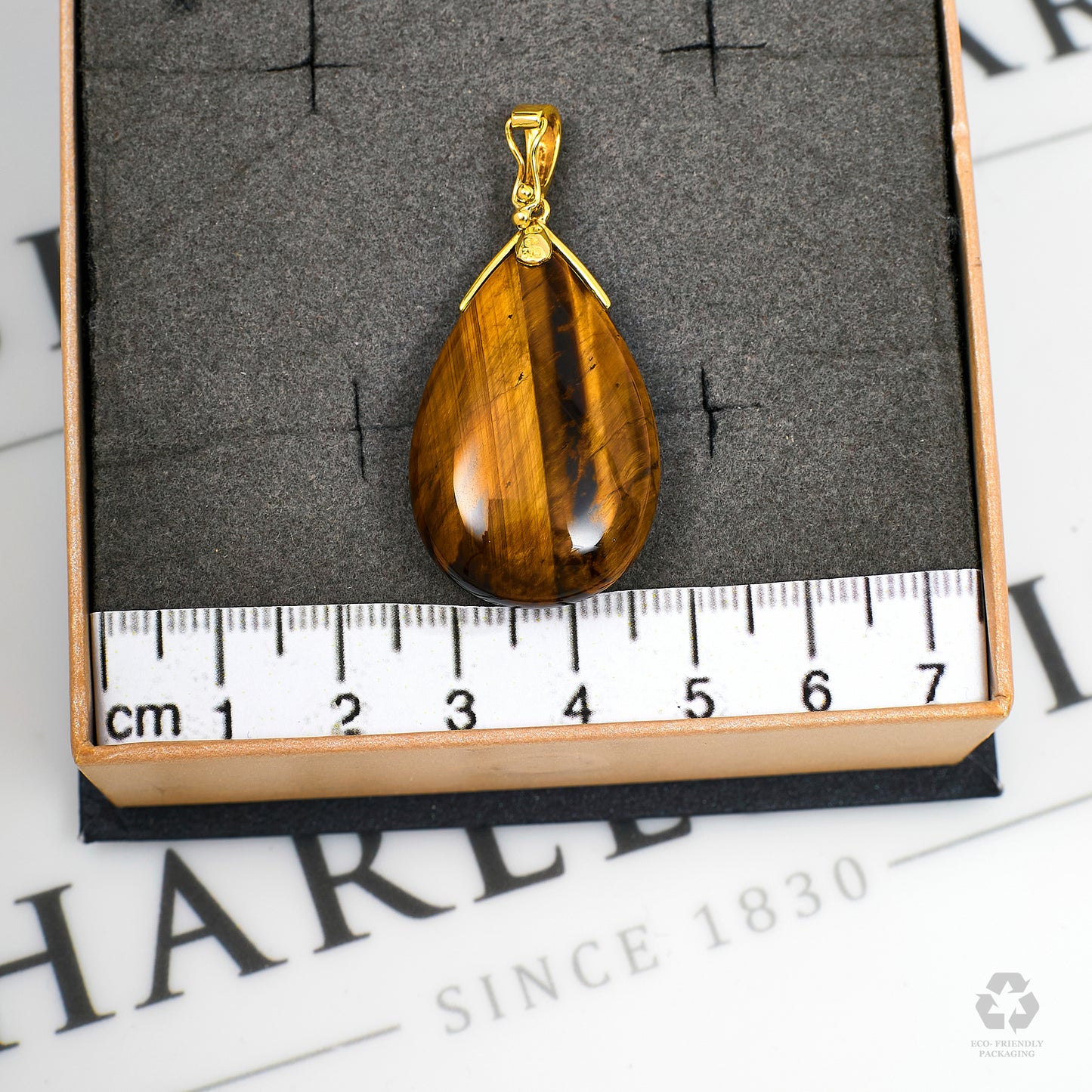 Pre-Owned 9ct Gold Teardrop Tigers Eye Pendant