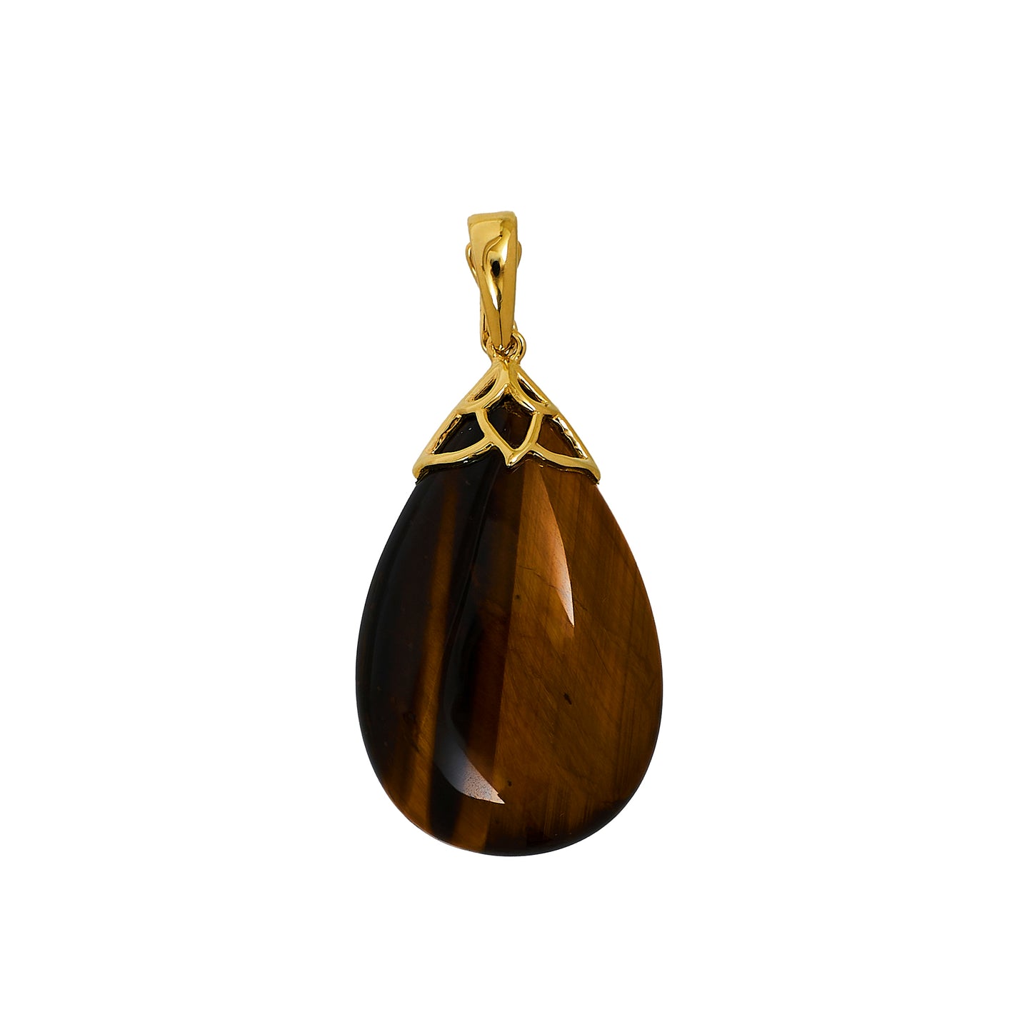Pre-Owned 9ct Gold Teardrop Tigers Eye Pendant