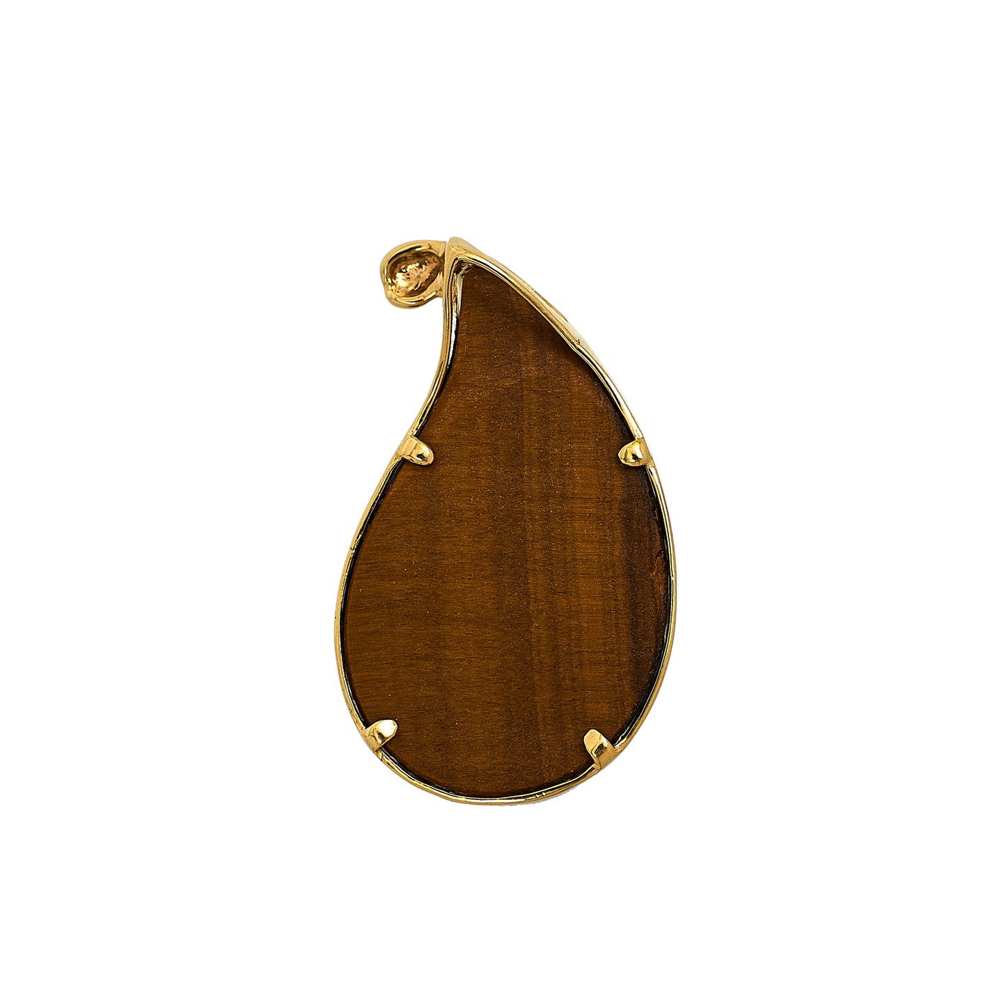 Pre-Owned 9ct Gold Tear Drop Tigers Eye Pendant