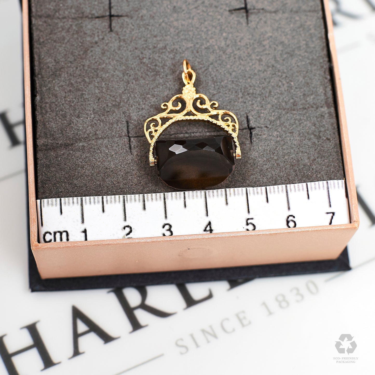 Pre-Owned 9ct Gold Smokey Quartz Spinner Fob