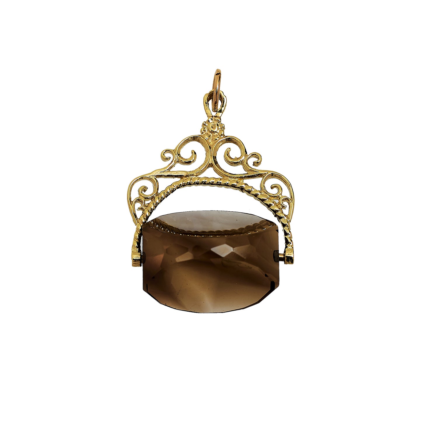 Pre-Owned 9ct Gold Smokey Quartz Spinner Fob